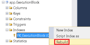 rebuild index of a fragmented primary key in sql table