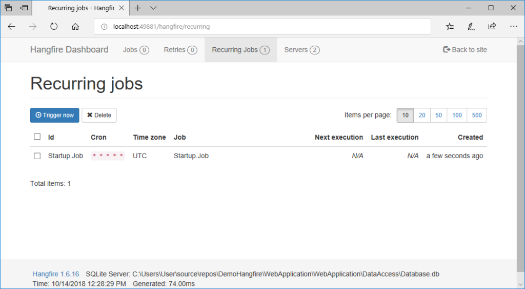 hangfire dashboard recurring