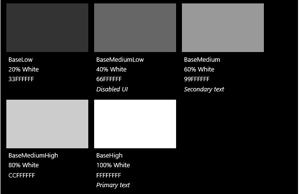 Theme UWP Dark base